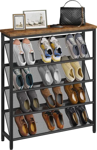Vista 11 de CHOEZON Zapatero, Estante de Almacenamiento de Zapatos Inclinado de 4 Niveles, Zapatero Estrecho para Entrada, Organizador de Zapatos con Patas