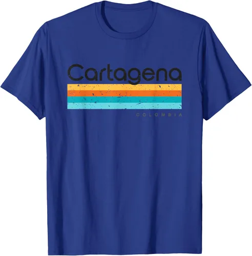 Vista 25 de Camiseta vintage de Cartagena Colombia con diseño retro, Blanco, S