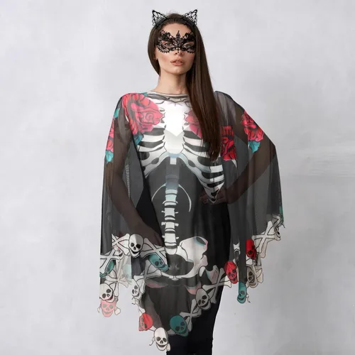 Vista 2 de Eurzom Traje de esqueleto de Halloween de 18 piezas para guantes de hueso, calcetines, orejas de gato, diadema, máscara de ojos, tatuajes faciales