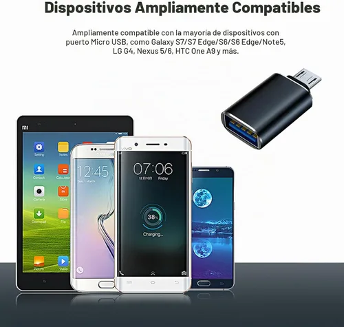 Vista 3 de Paquete de 5 adaptadores Micro USB a USB OTG, adaptador micro USB 2.0 Carga, transferencia de datos, para S7 LG, ratón, unidad flash, teclado Negro