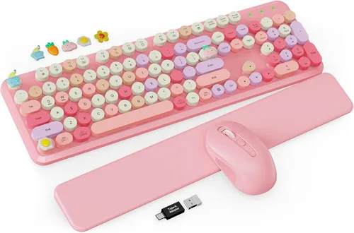Vista 18 de Combo de teclado y mouse inalámbricos, bonita máquina de escribir Púrpura olvidado