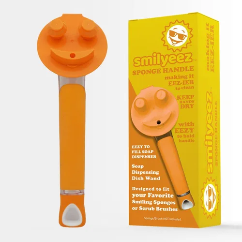 Vista 9 de El mango sonriente original con dispensador de jabón para esponja Scrub Daddy (Reg. TM) y esponja Scrub Moji (negro)