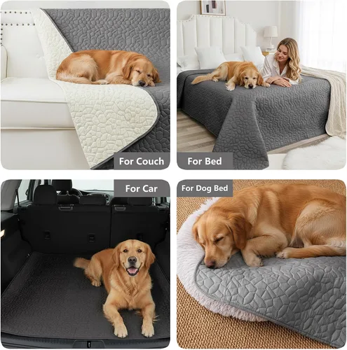 Vista 4 de Manta impermeable para perro, funda antideslizante para sofá para mascotas, lavable, protector de muebles para cama, resistente al cabello, 52 x 82