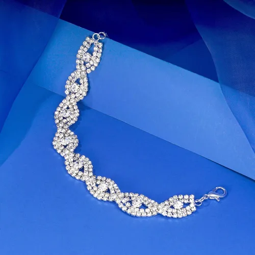 Vista 4 de Juego de 34 piezas de joyería de boda para mujeres y niñas disfraz de noche joyería brillante con diamantes de imitación corona de lágrima collar