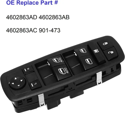 Vista 5 de Interruptor de ventana de control maestro de potencia del lado del conductor delantero compatible con Dodge Ram 1500 2500 3500 OE 2009-2012