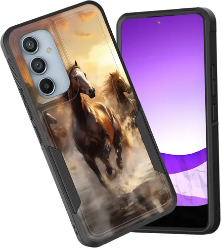 Vista 30 de Funda protectora para Galaxy A13 5G, doble capa híbrida resistente a prueba de golpes, policarbonato duro, silicona suave, TPU, funda protectora