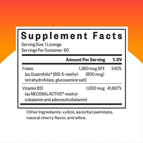 Vista 2 de Pastilla Active B12 con L-5-MTHF, 60 pastillas, fórmula médica, Seeking Health.