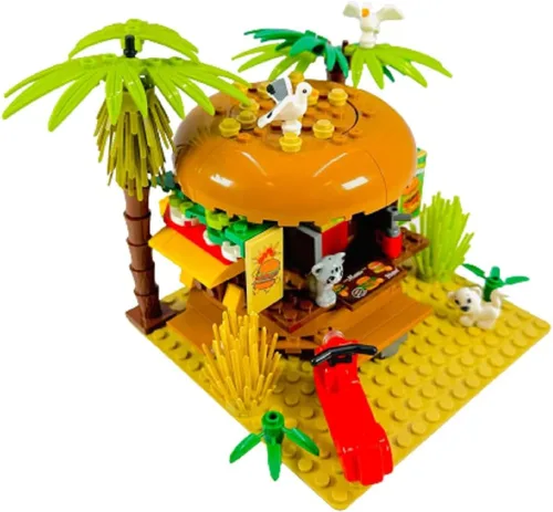 Vista 3 de General Jim's Paradise Burger - Juego de bloques de construcción modulares Experiencia de construcción de ladrillos intrincada y colorida