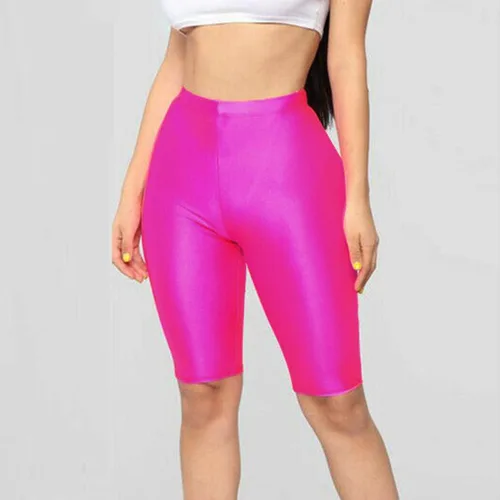 Vista 2 de Pantalones cortos de yoga para mujer, elásticos, de cintura alta, leggings de moda, pantalones deportivos casuales, pantalones cortos