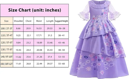 Vista 6 de Rabtero Vestido Mirabel para niña con bolsa, vestido Isabela de Encanto de princesa elegante para niñas