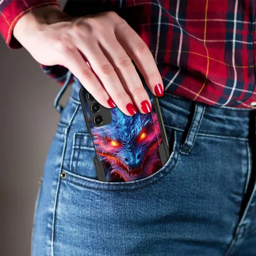 Vista 4 de Funda para Galaxy A14 5G, resistente de doble capa híbrida de policarbonato duro, goma suave, a prueba de golpes, funda protectora resistente