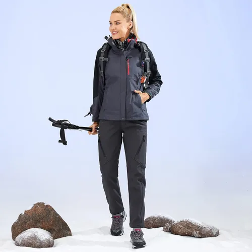 Vista 8 de Womens Snow Pants Winter Fleece Lined Waterproof Soft Shell Insulated Outdoor Camping Travel ski Pants