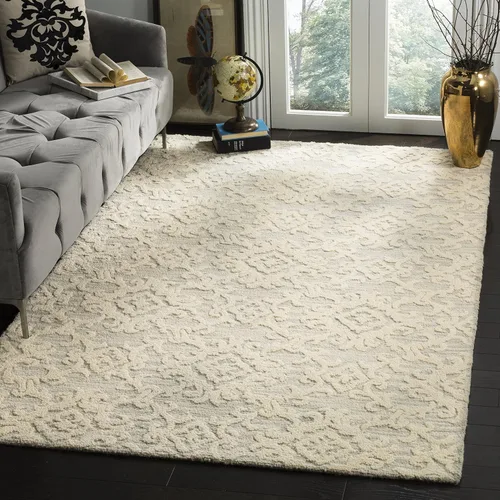 Vista 11 de SAFAVIEH Blossom Collection BLM104A - Alfombra decorativa de lana de alta calidad, hecha a mano, 2 x 3 pies, color gris/marfil
