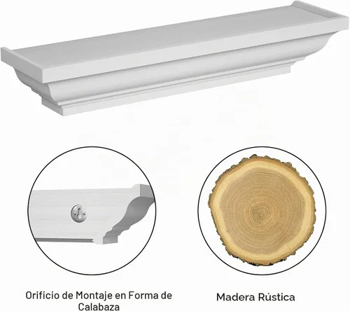 Vista 7 de Alsonerbay Estantes flotantes – Estantes de pared rústicos blancos, paquete de 2 (17 pulgadas) para dormitorio, sala de estar, baño