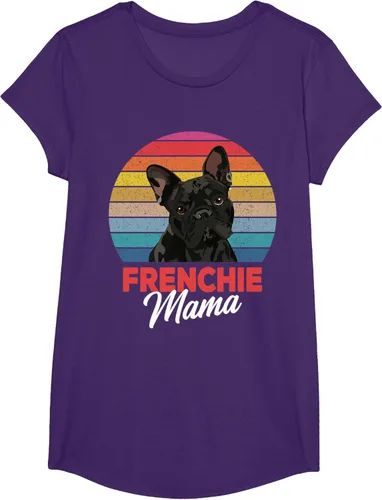 Vista 15 de Frenchie Mama - Camiseta divertida de regalo para niñas y perros Bulldog Francés, Negro, S