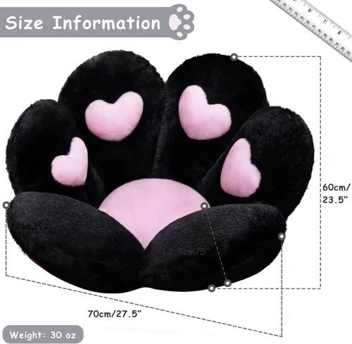 Vista 4 de DOBUONO Cojín Kawaii de pata de gato, cojín para silla de oficina, cómodo cojín de felpa para silla de juegos, cojín de asiento Kawaii para niña