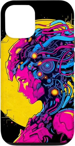 Vista 26 de Funda estilo anime futurista Cyberpunk para iPhone 16 Robot Woman