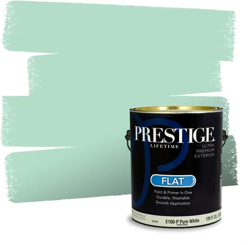 Vista 18 de Prestige Paints - Pintura exterior e imprimación en uno, 1 galón, plano, compatibilidad comparable con el color menta «Whipped Mint» de Behr