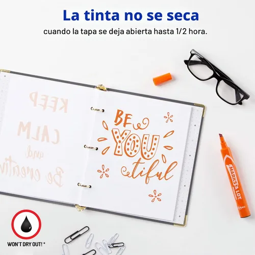 Vista 3 de Avery Marks A Lot Permanent Markers, Large Desk-Style Size, Chisel Tip, Water and Wear Resistant, 12 Orange Markers (08883)