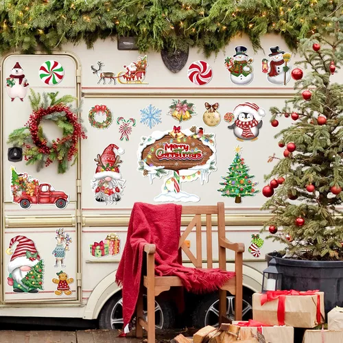 Vista 7 de Imanes de Navidad para refrigerador de automóvil, 22 unidades, calcomanías magnéticas decorativas de Navidad para puerta, protector de nevera