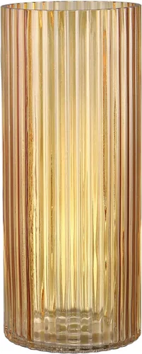 Vista 14 de Jarrón de vidrio ámbar, florero de cristal, jarrón de vidrio acanalado, moderno jarrón para flores, jarrón alto de vidrio para sala de estar, mesa
