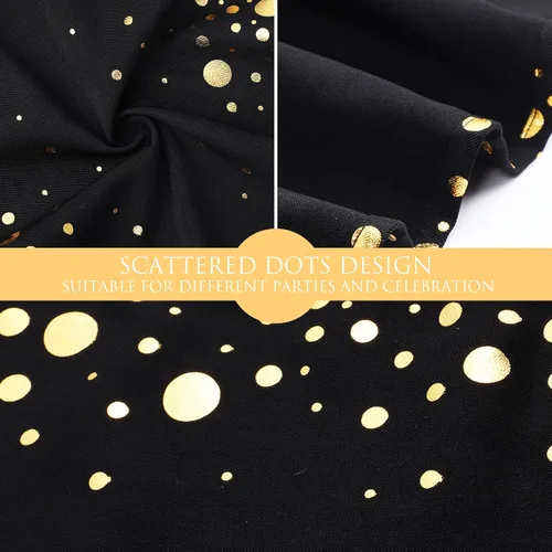 Vista 5 de Camino de mesa negro y dorado de 12 x 72 pulgadas, caminos de mesa con puntos brillantes, decoración de cocina y comedor para boda, novia, baby