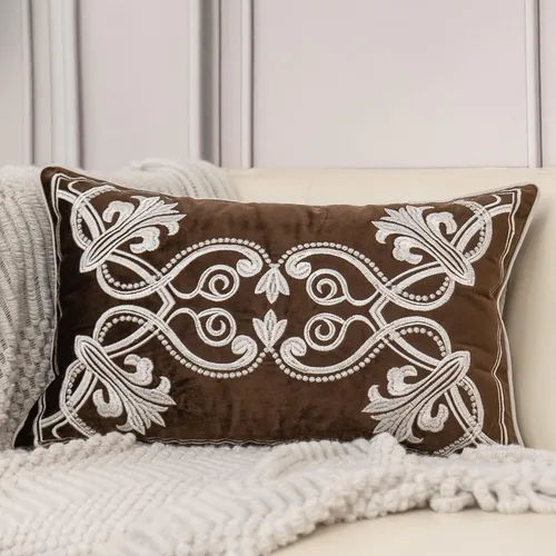 Vista 17 de Aeckself Funda de almohada floral europea de 16 x 16 pulgadas, funda de almohada decorativa bordada de terciopelo de lujo para sofá, dormitorio