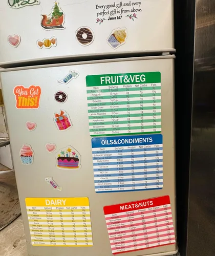 Vista 4 de Diet Cheat Sheet Guía rápida de imanes para nevera, gráficos de referencia para cocina, 6 x 5 pulgadas, 4