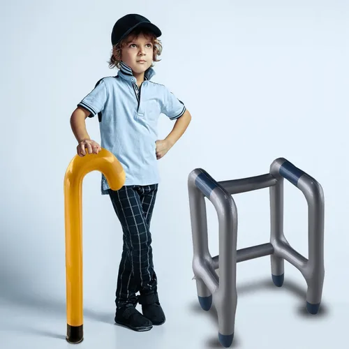 Vista 2 de 4E's Novelty Bastón inflable de anciano – Bastón inflable con muleta de bastón inflable, disfraz de anciano para el día de la escuela, accesorios