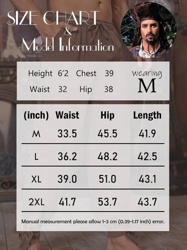 Vista 6 de Pantalones de lino pirata para hombre, medieval, vikingo, para disfraz de navegante, renacentista, con cordones, pantalones de cosplay