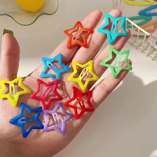 Vista 8 de Pinzas de pelo coloridas y luminosas para niñas, pinzas pequeñas para el cabello para niños, pinzas de estrellas que brillan en la oscuridad, pinzas