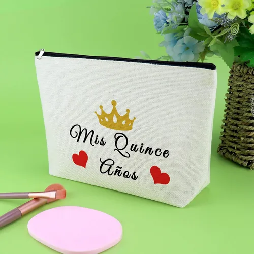 Vista 5 de Regalos de cumpleaños 15 para niñas, bolsa de maquillaje, regalos de cumpleaños para adolescentes de mamá, regalos de dulces 15 años, bolsa