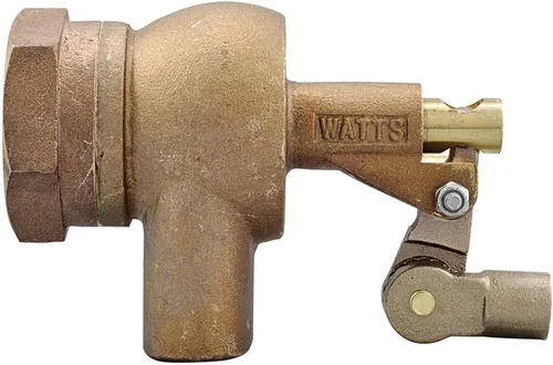 Vista 9 de Watts Serie 500 Válvula de flotador de bronce resistente de 1/2", entrada roscada NPT hembra, Montaje en pared de tanque, Brida mecanizada, Brazos