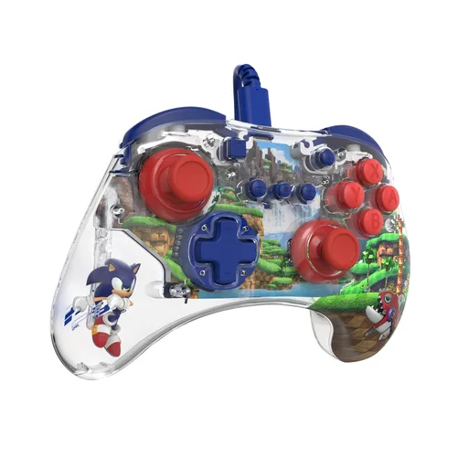 Vista 8 de PDP REALMz Nintendo Switch Pro Controller, Customizable LED Lighting, 3.5mm Headphone Jack, Officially Licensed by Nintendo and SEGA Sonic