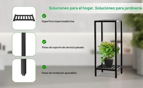 Vista 9 de Zhongma Soporte para Plantas de Interior y Exterior de 2 Niveles de 30" de Alto, 12 L x 12 W x 30 H pulgadas, Soporte de Flores de Metal Cuadrado