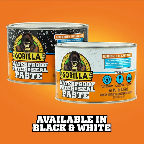 Vista 6 de GORILLA - Pasta selladora de goma impermeable para parche y sellado, negra, lata de 1 libra (paquete de 1)