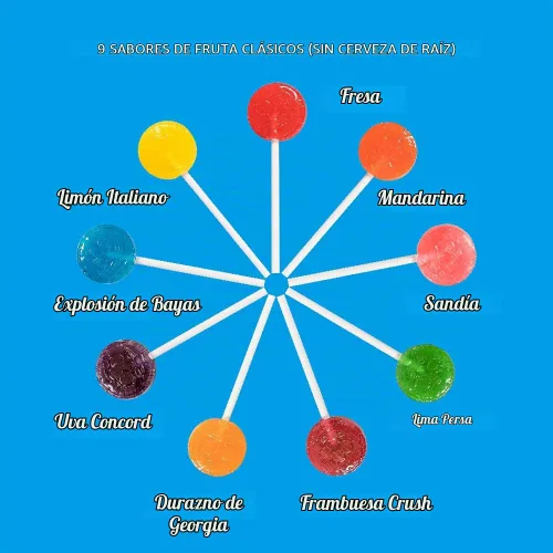 Vista 5 de Clásico 9 sabores de paletas de frutas, sin cerveza, 880 unidades, sin nueces - Candy Creek Lollipops