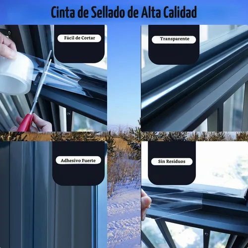 Vista 4 de Cinta selladora transparente, contra condiciones climáticas adversas, cinta adhesiva sin residuos, cinta aislante para puertas, ventanas y espacios