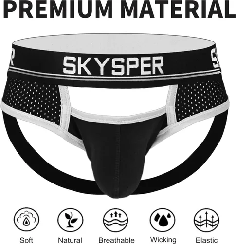 Vista 5 de SKYSPER Jock Strap Athletic Supporter para hombres Sexy Jockstrap Ropa interior masculina