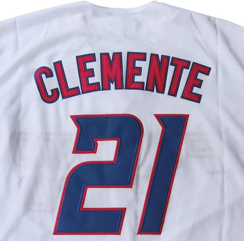 Vista 5 de #21 Roberto Clemente Puerto Rico World Game Classic - Camiseta de béisbol para hombre cosida