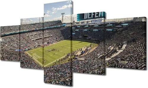 Vista 15 de TUMOVO Allegiant Stadium Arte de Lienzo para Pared de Sala de Estar Equipo de Fútbol Americano Pintura Moderna Nevada Las Vegas Cuadro Deportivo