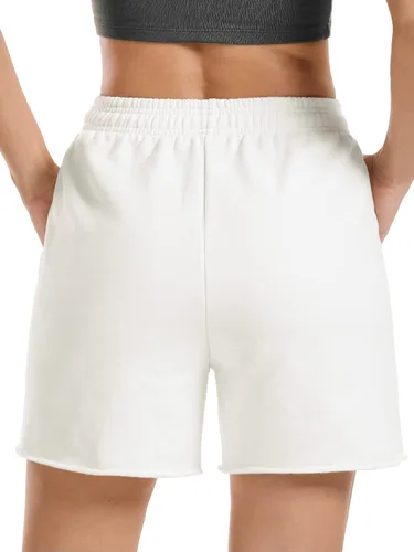 Vista 3 de Stelle Pantalones cortos de verano para mujer, cómodos, de algodón, de cintura alta, con bolsillos