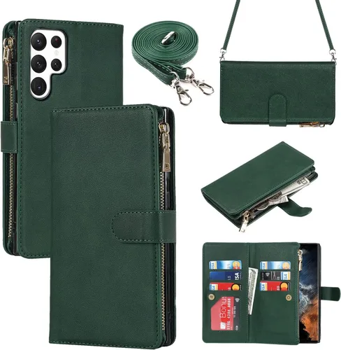 Vista 18 de iCoverCase para Samsung Galaxy S22 - Funda tipo cartera con soporte y bolsillos para tarjetas, funda de piel sintética con cierre magnético