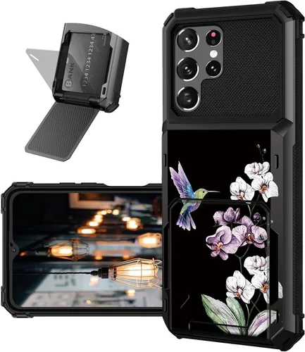 Vista 20 de Funda tipo cartera para Samsung Galaxy S22 Ultra con ranura para tarjetero, funda con tapa híbrida de doble capa, resistente, a prueba de golpes