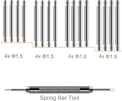Vista 2 de Vellsar Watch Band Pins Tool Kit, 12-26mm Heavy Duty Watch Spring Bars with Removal Tool