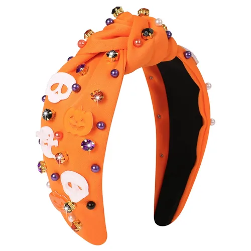 Vista 23 de Diademas de fantasma de Halloween para mujer, diadema de araña espeluznante con cuentas de diamantes de imitación de cristal, accesorios