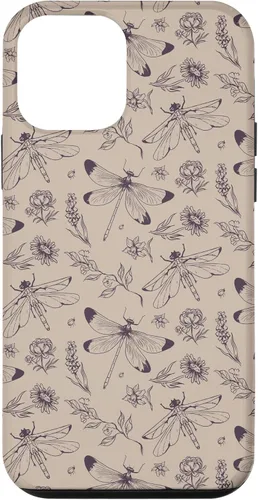 Vista 16 de Vintage Dragonfly Tan Sand Beige Wildflower Floral Flower Case for iPhone 16