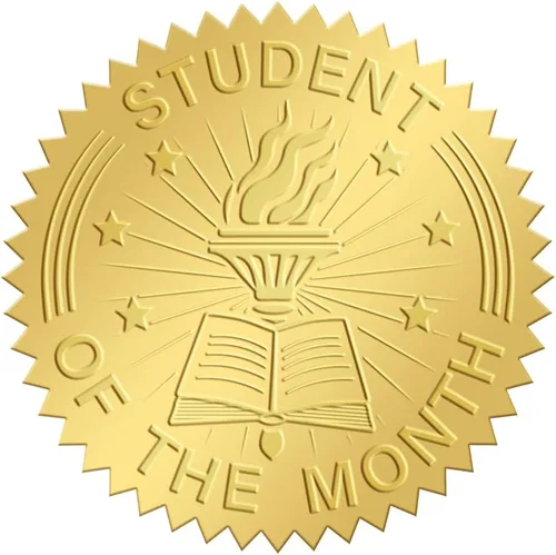 Vista 17 de CRASPIRE Calcomanías de papel de aluminio dorado de 2 pulgadas en relieve, certificado de estrella de excelencia, sellos oficiales, calcomanías