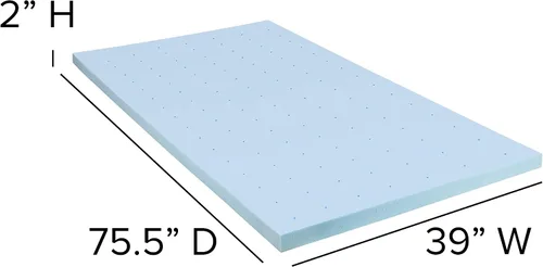 Vista 5 de EMMA + OLIVER Cubrecolchón de espuma viscoelástica refrescante de 2 pulgadas con infusión de gel frío, espuma viscoelástica certificada CertiPUR-US