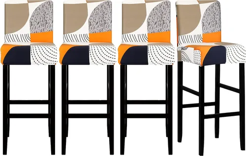 Vista 28 de Lellen Juego de 2 fundas para taburetes de bar, fundas jacquard para taburetes de bar, fundas deslizables elásticas para taburetes de bar